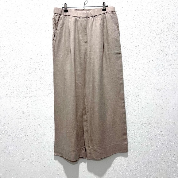 Eileen Fisher linen drawstring waist wide leg trousers M - Picture 1 of 9